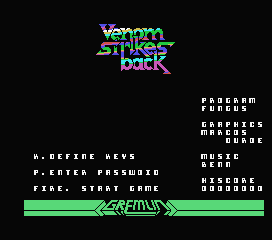 Venom Strikes Back back cover for MSX